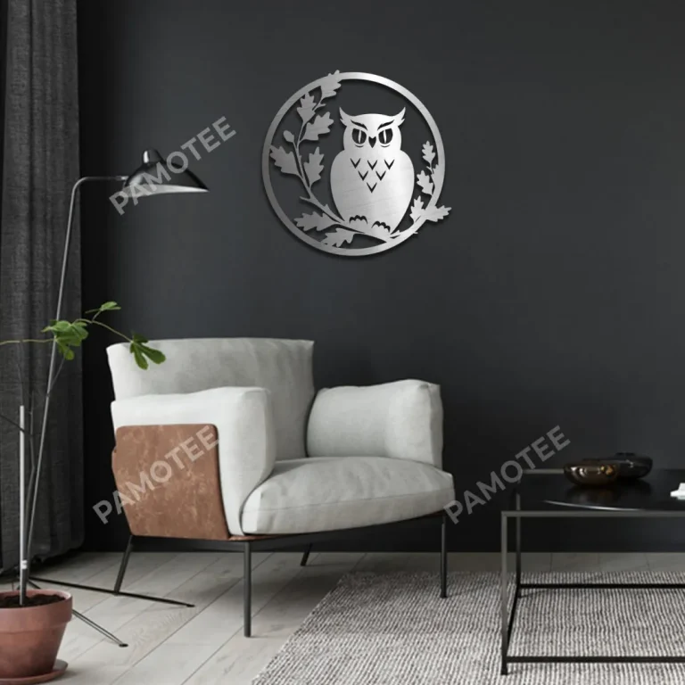 Owl Round Metal Sign, Owl Bird Laser Cut Art