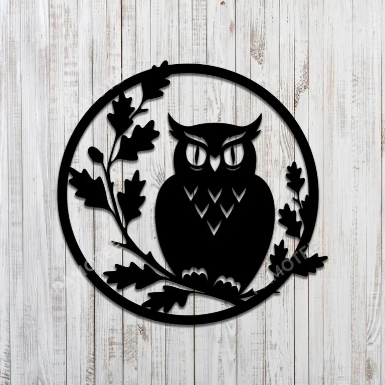 Owl Round Metal Sign, Owl Bird Laser Cut Art