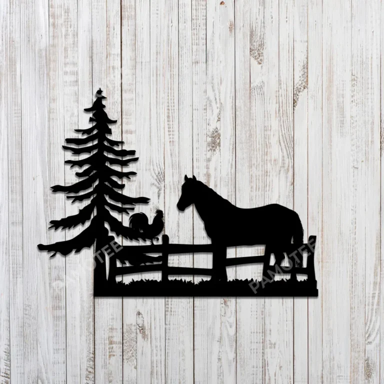 Horse And Rooster Metal Art, Inner Wall Hanging For Husband