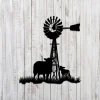 Sheeps And Windmill Silhouette Metal Sign