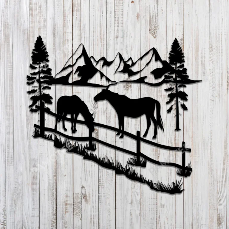 Two Horses Black Metal Sign, Laser Cut Horse Art For Him