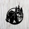 Bear And Trees Metal Sign Silhouette, Bear Artwork For Him