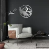 Howling Wolf And Mountain Round Metal Sign, Wolf Decor Idea