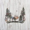 Elk Antlers Multi Color Metal Wall Art, Elk Decor For Log House