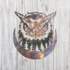 Owl In The Forrest Metal Sign, Metallic Owl Art