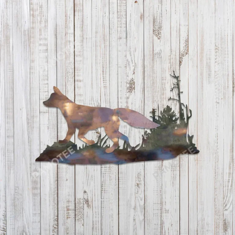 Running Fox Metal Wall Art Design, Fox Gift For Her