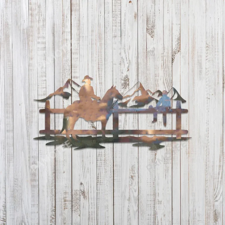 Cowboy And His Friend Metal Art, Desert Door Hanging
