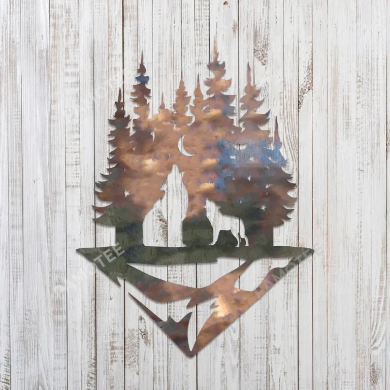 Dad Wolf And Baby Wolf Metal Sign, Animal Weatherproof Wall Decor