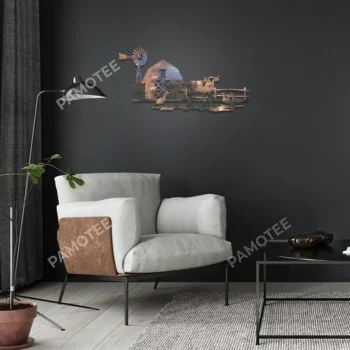 Dad And Son Wolves Circle Metal Art, Father's Day Indoor Artwork