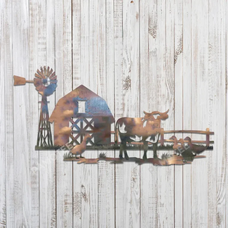 Dairy Cow With Ducks Metal Sign, Field Decor