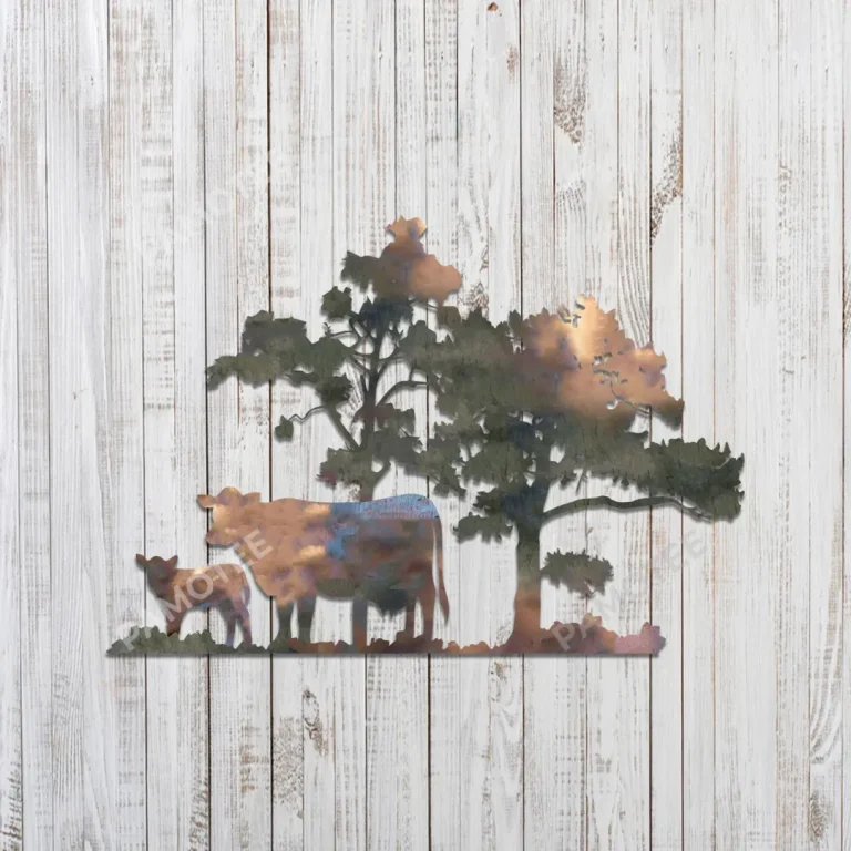 Cow And Little Calf Metal Wall Art, Anniversay Gift