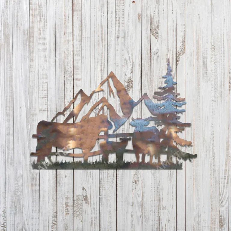 Cow Family Metal Sign, Angus Cattle Stainless Wall Decoration