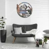 Howling Wolf With Mountain Colorful Metal Art, Wolves Father's Day Decor