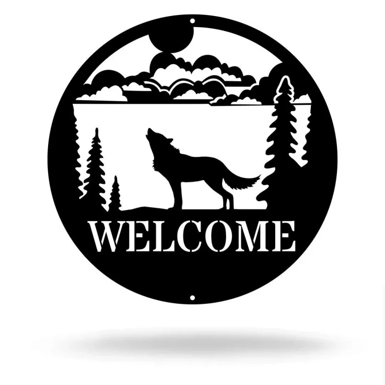 Wolf - Welcome Sign Cut Metal, Metal Art Wall Decor, Cut Wall Hanging, Home Decoration, Home Gift