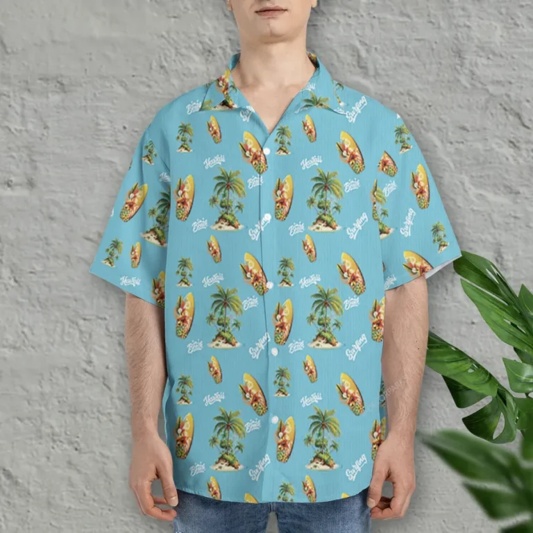 Aloha Surfing Hawaiian Shirt For Men Women, Surfboard Summer Beach Shirt, Tropical Island Aloha Shirts, Tropical Hawaii Button Down Short Sleeve Shirt