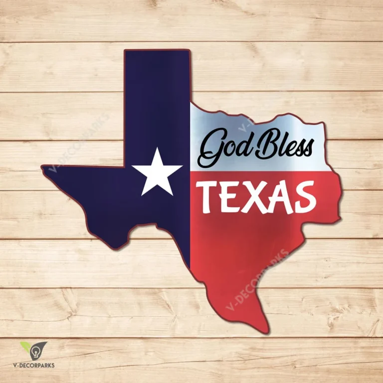 God Bless Texas Printed Metal Art, God Bless Texas Rust Resistant Artwork
