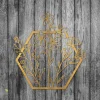 Golden Flowers Hexagon Metal Sign, Floral Gift For Mom