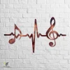 Heartbeat With Eighth Note And G Clef Metal Art, Music Room Welded Decoration