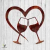 Heart And Wine Glasses Metal Wall Art, Wine Lovers Cutout Plaque