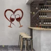 Heart And Wine Glasses Metal Wall Art, Wine Lovers Cutout Plaque