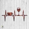 Coffee And Wine On Heartbeat Metal Wall Decor, Metallic Artwork For Wine And Coffee Lovers