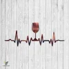 Copper Heartbeat With Wine Glass Metal Sign, Wine Kitchen Decor For Her