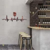 Copper Heartbeat With Wine Glass Metal Sign, Wine Kitchen Decor For Her