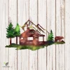 Bear, Cabin And Mountain Heat Coloring Steel Art, Forrest Gift For Dad