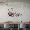 Copper Coffee With Heart Metal Wall Art, Coffee Stainless Artwork