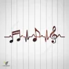 Heartbeat, Musical Notes And G Clef Metal Sign, Decorative Artwork For Musicians