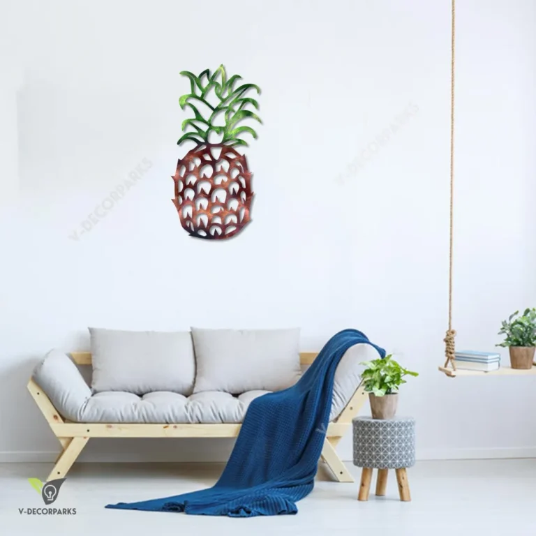 Pineapple Print Metal Wall Decor, Pineapple, Beach Christmas Gift