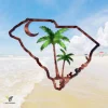 South Carolina Map, Palmetto And Moon Colored Metal Art, South Carolina Beach Wall Decor