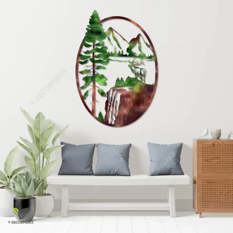 Elk Bulk On Cliff Metal Sign, Elk Hunting Vintage Accent