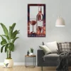Wine Down Rectangle Copper Metal Sign, Wine Down Interior Accent For Pub