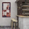 Wine Down Rectangle Copper Metal Sign, Wine Down Interior Accent For Pub