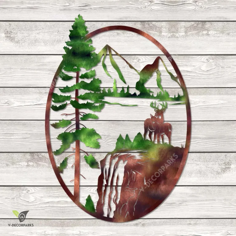 Couple Deer Oval Metal Sign, Deer Hunting Vintage Gift For Husband And Wife