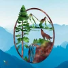 Wolf Howling On Cliff Colored Metal Art, Wolf Door Plaque