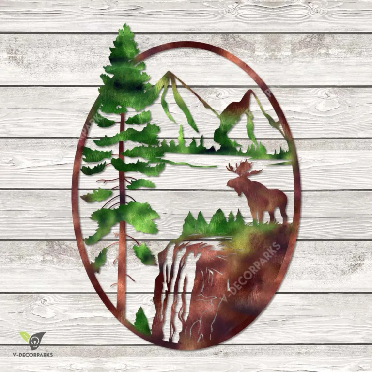 Moose On Edge Metal Wall Decoration, Moose Cutout Gift For Hunters