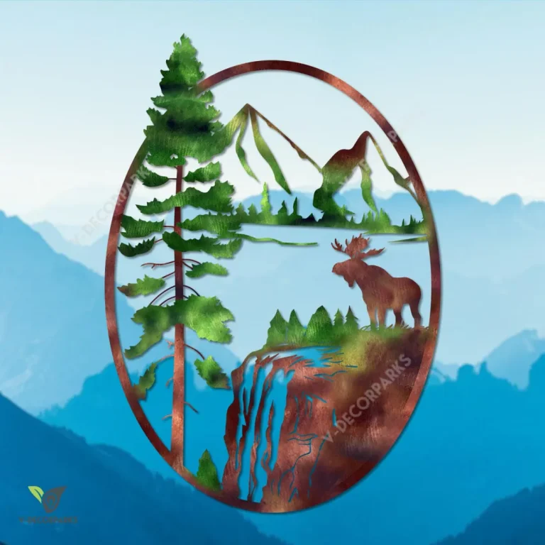 Moose On Edge Metal Wall Decoration, Moose Cutout Gift For Hunters