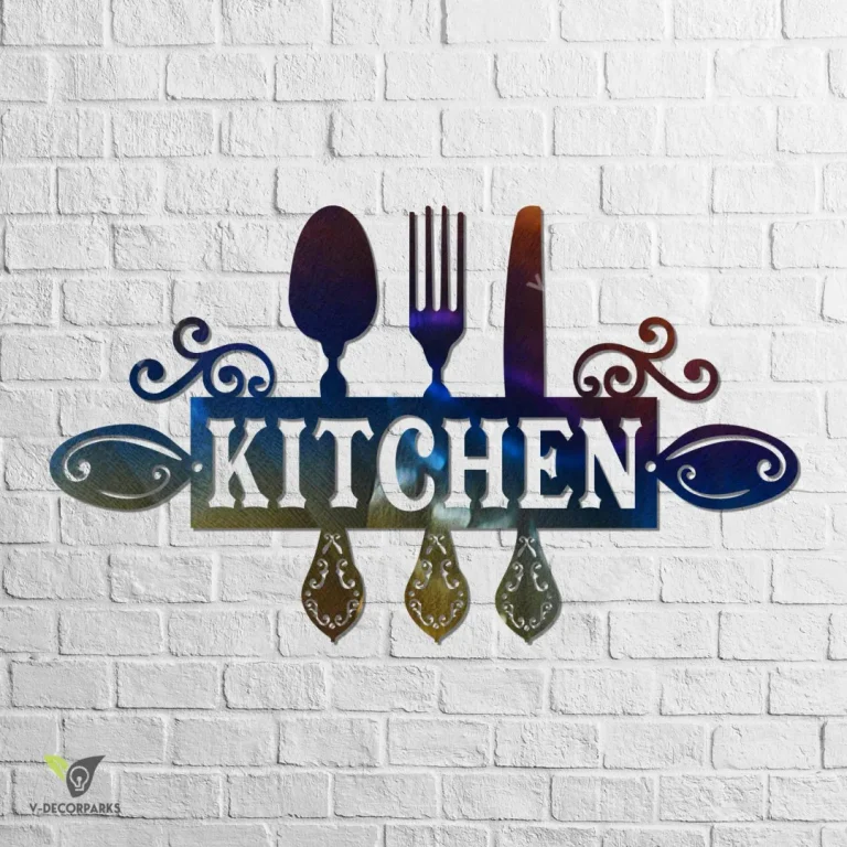 Spoon, Fork And Knife Kitchen Colored Metal Sign, Kitchen Plasma Cut Wall Hanging