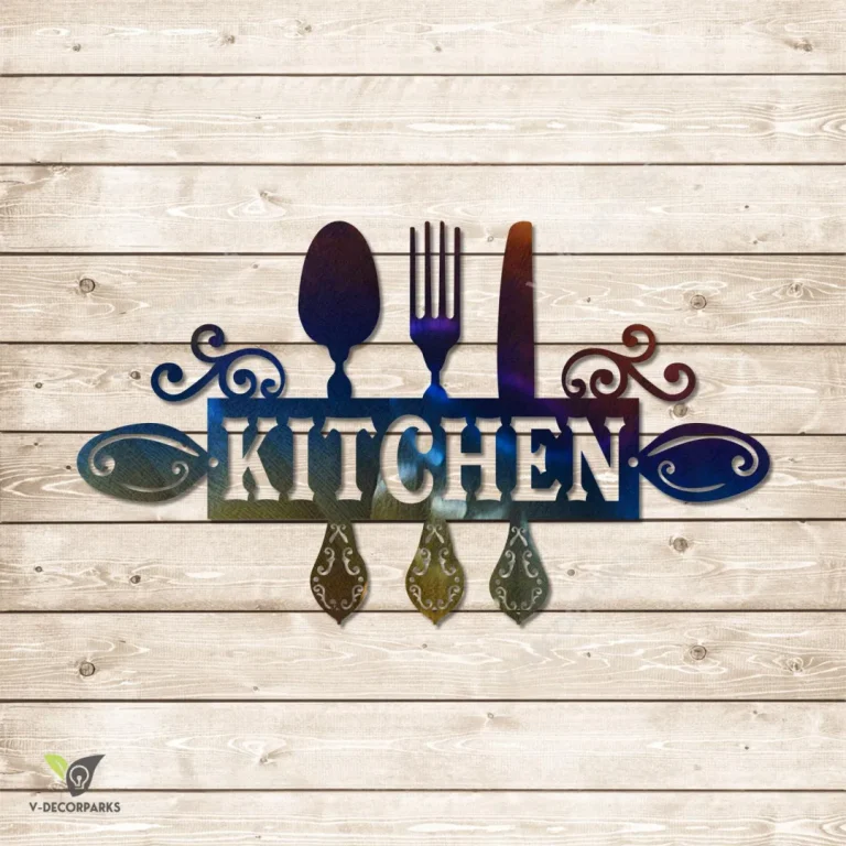 Spoon, Fork And Knife Kitchen Colored Metal Sign, Kitchen Plasma Cut Wall Hanging