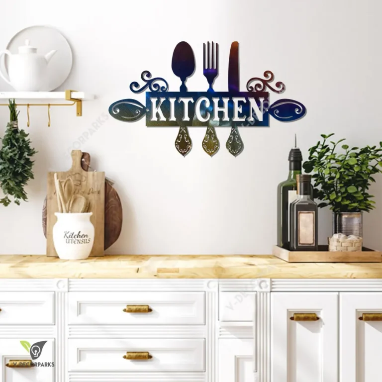 Spoon, Fork And Knife Kitchen Colored Metal Sign, Kitchen Plasma Cut Wall Hanging
