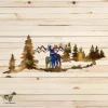 Couple Buck And Doe In The Forest Color Metal Wall Decoration, Deer Metallic Accent