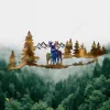 Couple Buck And Doe In The Forest Color Metal Wall Decoration, Deer Metallic Accent