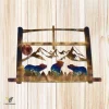 Three Bear Cubs Bow Saw Print Metal Art, Bears And Bow Saw Metallic Decor