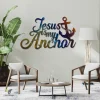 Jesus Is My Anchor Quote Metal Wall Art, God, Beach House Wall Decoration