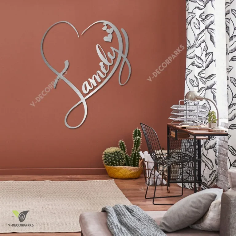 Family Heart Love Metal Wall Decoration, Housewarming Iron Decor For Mom