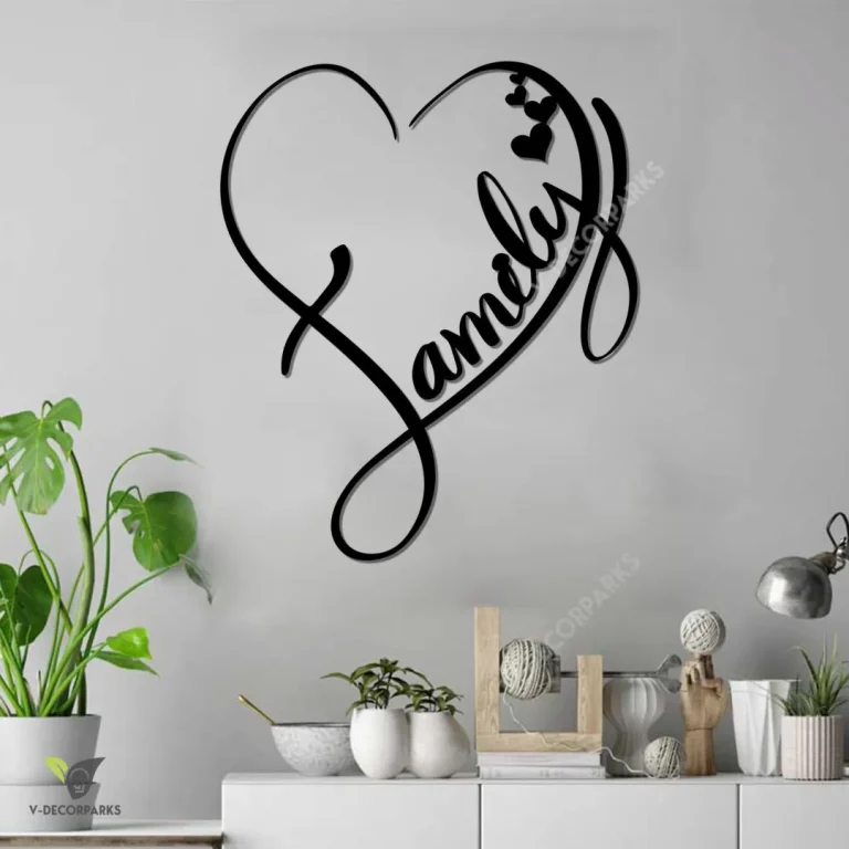 Family Heart Love Metal Wall Decoration, Housewarming Iron Decor For Mom