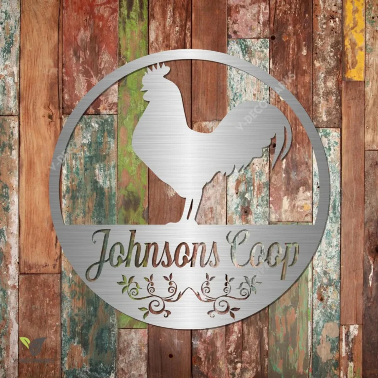Customized Rooster Chicken Coop Metal Wall Art, Chicken Coop Stainless Accent For Farm