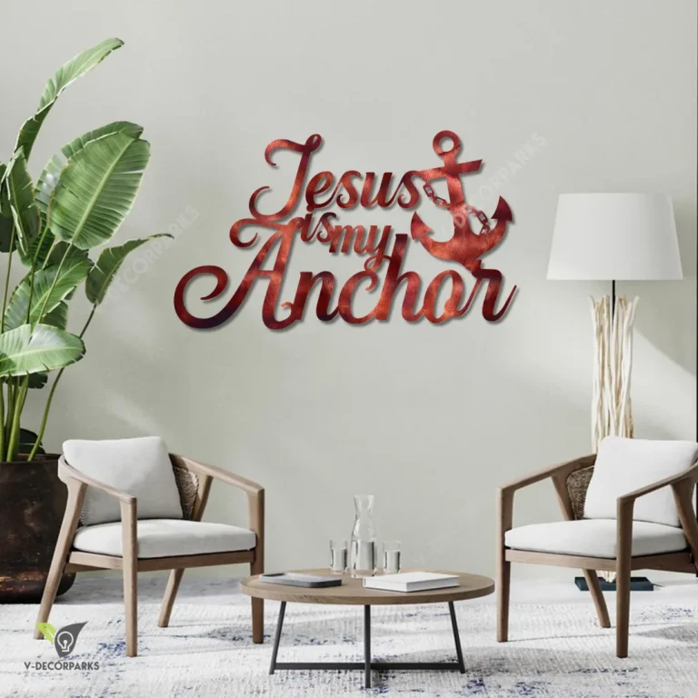 Jesus Is My Anchor Copper Metal Sign, Christianity, Fisher Metallic Accent